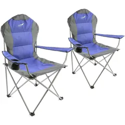 VCM, Gartenstühle, 2er Set Deluxe Campingstuhl blau grau Faltstuhl Angelstuhl gepolstert
