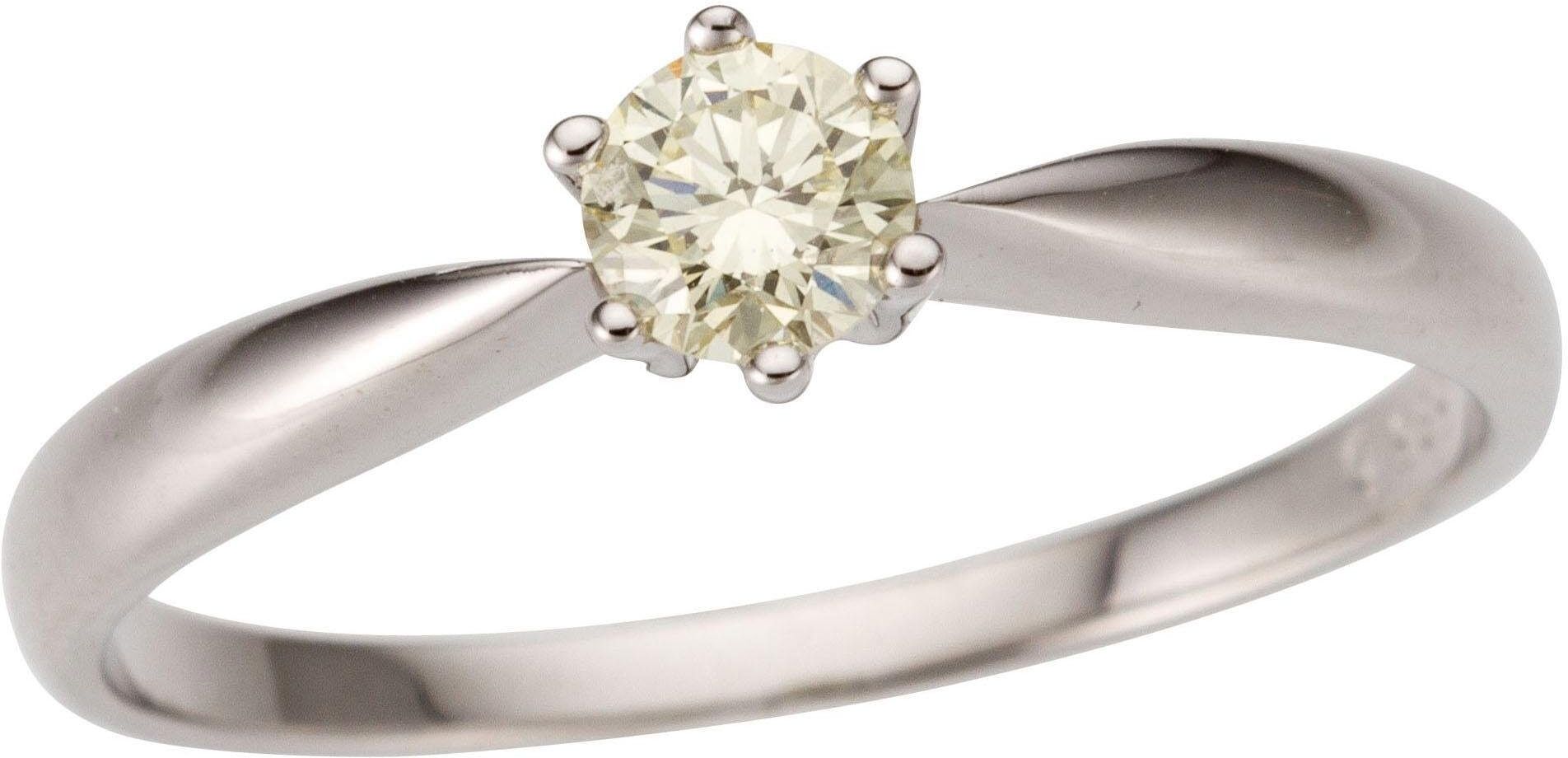 Solitärring FIRETTI "Schmuck Geschenk Gold 750 Damenring Verlobungsring Goldring Solitär" Gr. 17, weiß (weißgoldfarben), Fingerringe, Damen, 17, 0,25 LR = lupenrein, Diamanten Weißgold 750, Diamanten, Weißgold 750, mit Brillant, Topseller