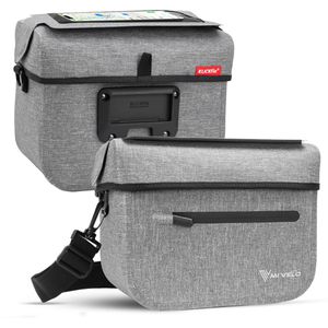 Mivelo Fahrrad-Lenkertasche Bob, grau, 7 Liter, wasserdicht, mit KLICKfix-Halterung, Umhängetasche