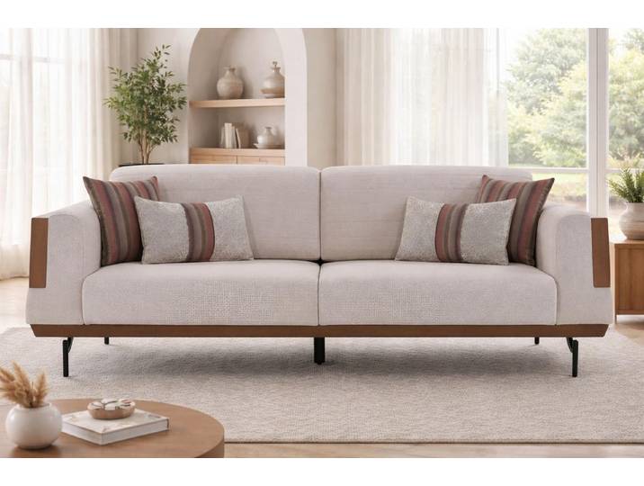 JVmoebel 3-Sitzer Komfortables Beiges Polstersofa Moderne Textilcouch Designer 3-Sitzer, 1 Teile, Made in Europa