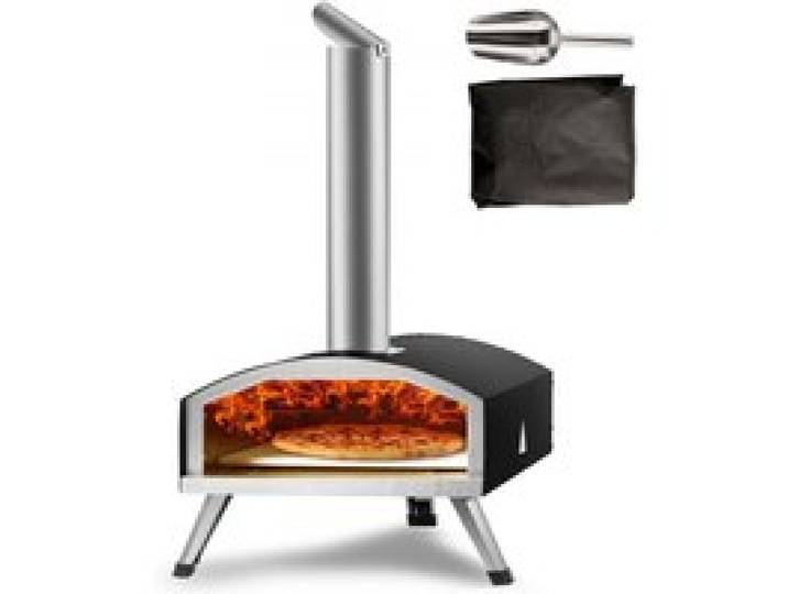 VEVOR Four à Pizza Portable 305 mm Four à Bois et Charbon de Bois Extérieur Portable en Inox et Acier avec Pierre à Pizza Pieds Repliables Cuisson Rapide 540 ℃ pour Cuire Pain Camping Barbecue Jardin