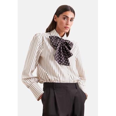 Klassische Bluse SEIDENSTICKER, Damen, Gr. 5XL (50), braun, 100% Baumwolle, gemustert, regular fit, ohne Ausschnitt, Blusen Bluse, 1/1 Kragen Geometrische Muster
