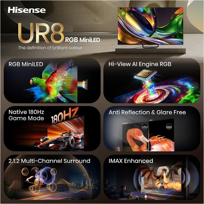 Hisense Smart Tv Mini Led 4k 55" 55er8s-nero