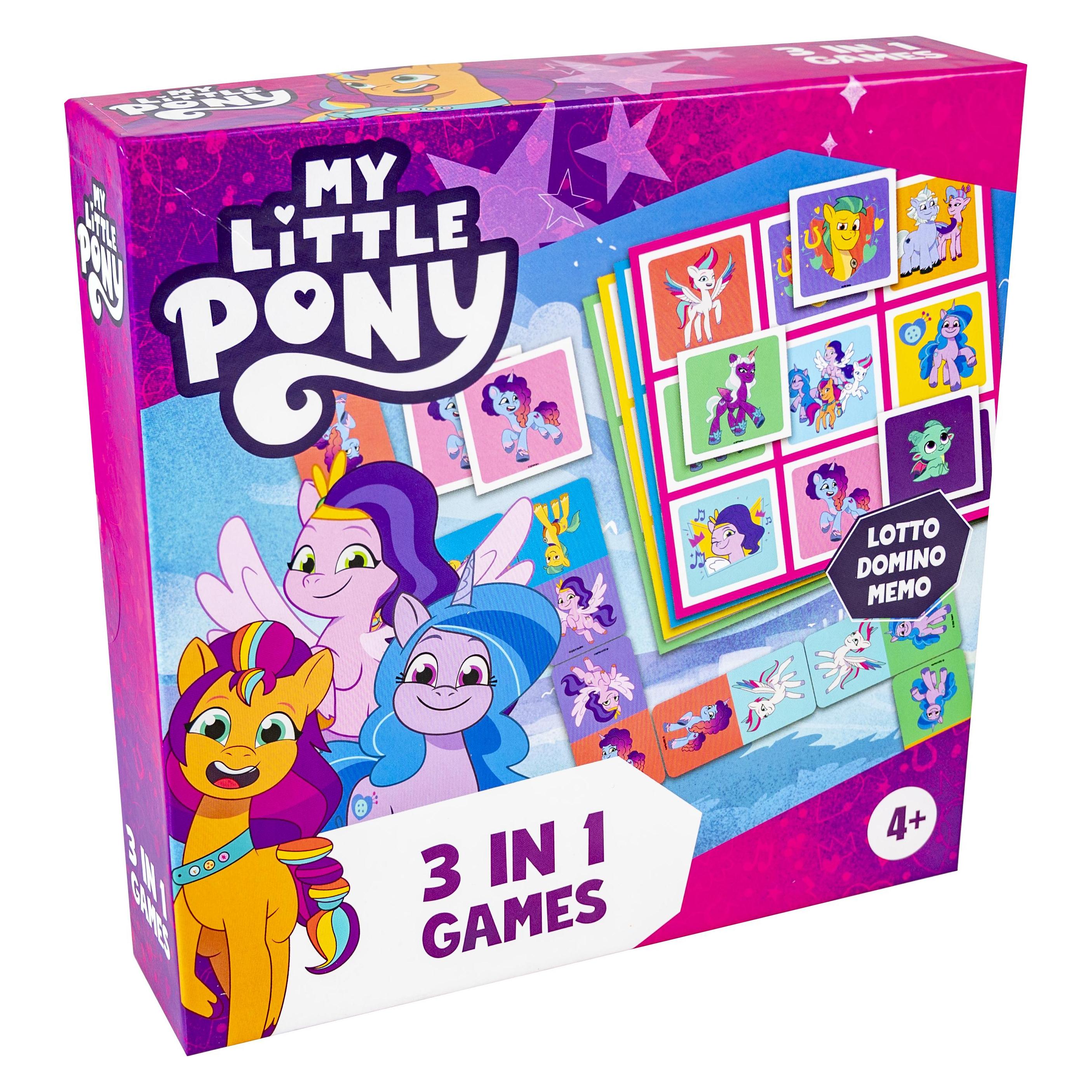 Selecta Spielzeug My Little Pony 3in1 Memo Lotto Domino (Dänisch, Deutsch, Englisch, Französisch, Norwegisch, Schwedisch, 2 - 4 Spieler) (60481)