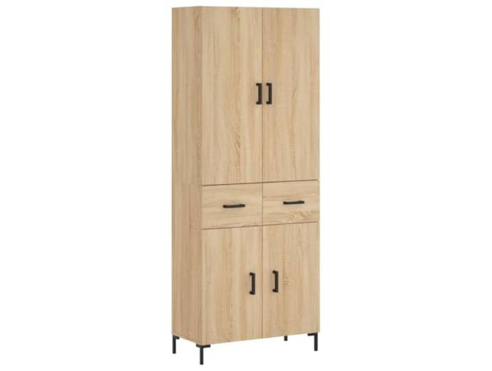 HGFDVCMR Highboard Sonoma Eiche 69,5x34x180 cm Schrank mit Metallfüßen Eleviertes 2-teiliges Highboard für Wohnzimmer, Flur oder Schlafzimmer. Viel Stauraum hinter stabilen Türen.