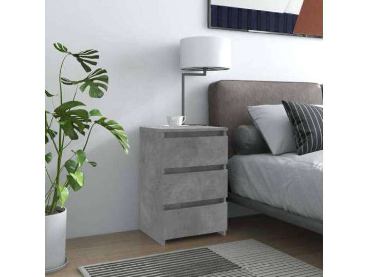 HEFZGDB Nachttisch Betongrau 40x35x62,5 cm Holzwerkstoff mit 3 Schubladen - Stabile Nachttischkonsole für Stauraum und Organisation