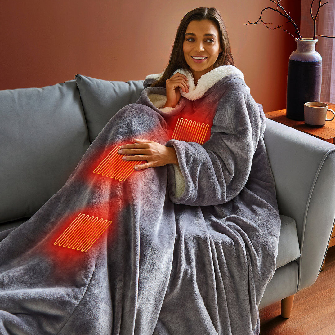 Silentnight Snugsie Usb Heated Wearable Blanket Grey 145cm W X 190cm L