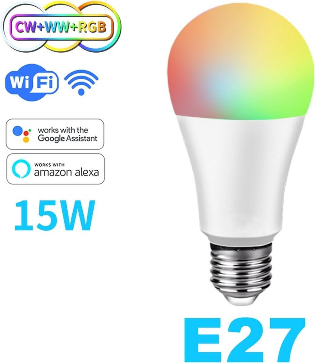 DrPhone SmartLED5 E27 Smart Lamp - Slimme Led Verlichting - 15W - RGB+CW+WW - Wifi 2.4Ghz