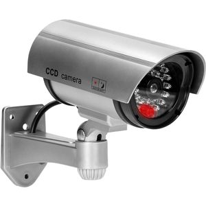 Virone Kamera-Attrappe Dummy outdoor, mit LED Licht, silber