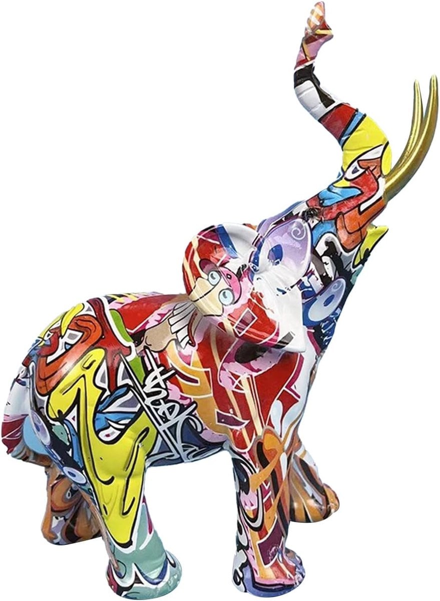 Graffiti Beeld Dieren Sculptuur Abstract Kunstwerk Veelkleurig Hoogte: 21.5 cm