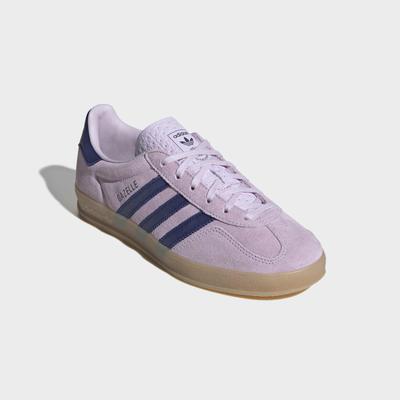 Sneaker ADIDAS ORIGINALS "GAZELLE INDOOR", Damen, Gr. 38,5, ice lavender, victory blau, gum4, Leder, Schuhe Sneaker