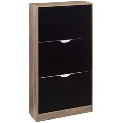 FIVE - Schuh-Organizer mit 3 Schubladen für 18 Paar Holz in Schwarz und Natur