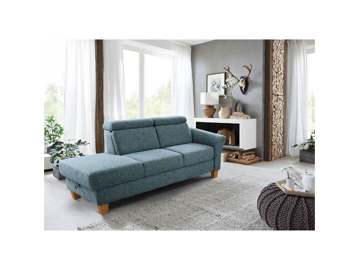 Recamiere Eustis Blau Flachgewebe Amra 194 x 84 x 93cm Longchair davorstehend rechts Modern