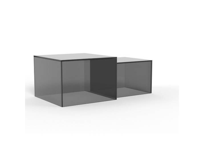 Mid.you Couchtisch, Grau, Glas, quadratisch, 50x35x50 cm, Wohnzimmer, Wohnzimmertische, Couchtische, Couchtische eckig