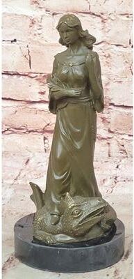 Bronzhaus Saint Margaret Of Antioch Bronze Statue – Christian Woman With Dragon Figurine