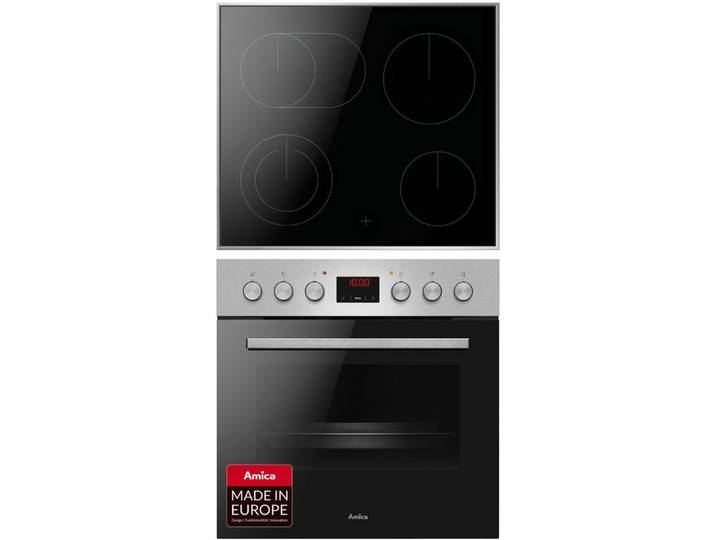 Amica Elektro-Herd-Set ACHE 9335 E, mit Teleskopauszug nachrüstbar, Steam Clean, Komfortables Kochen und Backen mit klarer und einfacher Handhabung