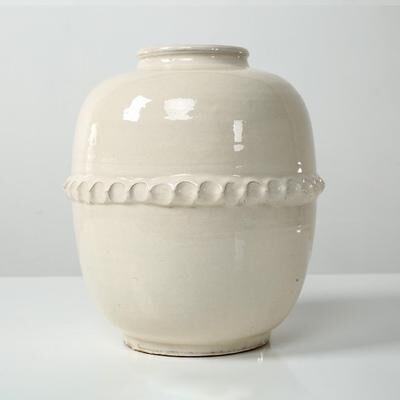 Lilys Living "Approx. 12"" High Off Whtie Ceramic Vase with Lace Decoration"