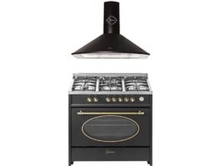 Cuisinière électrique à gaz - GURARI - GCH E 914 BL - 8 fonctions - 5 brûleurs - Four électrique multifunction XXL 121L