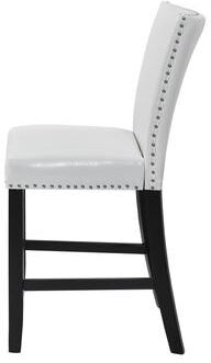 2pc Counter Height Upholstered Chair with Footrest Chrome Nailhead Trim