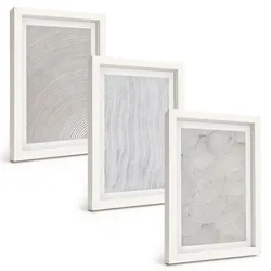BILDER SET 3er Set - 20x30 cm Weißer Rahmen - Sandmuster geometrische Strukturen
