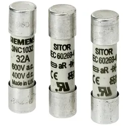 Siemens, Sicherung, SITORZylindersicherungseinsatz 63 A aR Un AC Un DC (63 A)