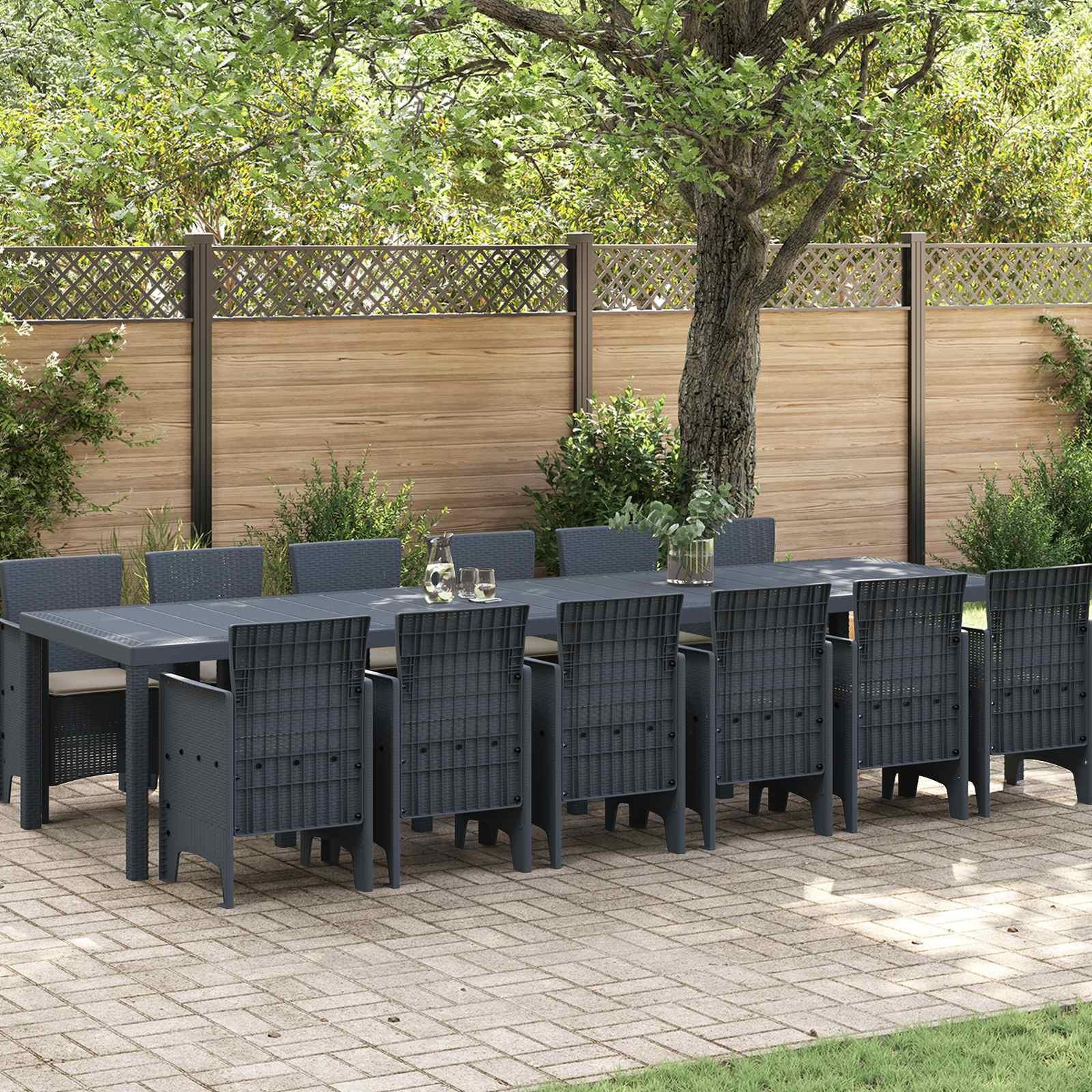 vidaXL Tuinset, 13-delig, antraciet, polyrotan