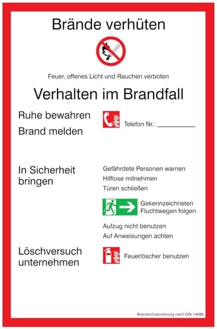 SafetyMarking Panneau d'interdiction Aluminium L200xH300 mm Règlement incendie RFA ; wolk (15.A5960)