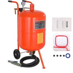 VEVOR Mobiles Sandstrahlgerät 75,7 L Sandstrahlanlage ca. 244 cm Arbeitsschlauch Sandstrahler 60–110 PSI Arbeitsdruck ideal zum Entfernen von Rost, Farbe, Flecken und das Polieren großer Flächen