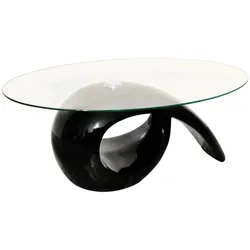vidaXL Couchtisch mit ovaler Glasplatte Hochglanz Schwarz