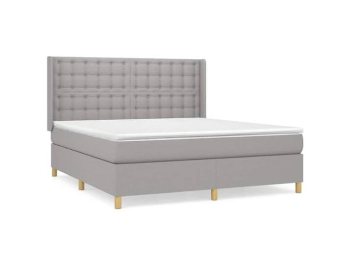 Makastle Boxspringbett mit Matratze Hellgrau 180x200 cm Höhenverstellbares Kopfteil