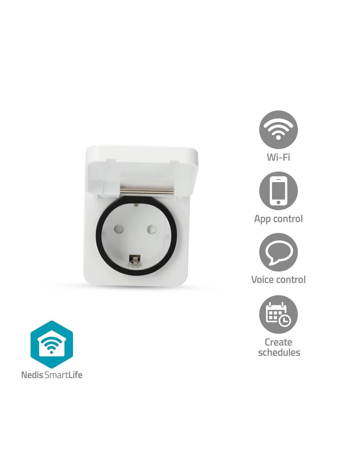Nedis SmartLife Smart Plug Wi-Fi IP44 3680 W EU plug -25 - 55 °C Android / IOS Gray / White 1 pc.
