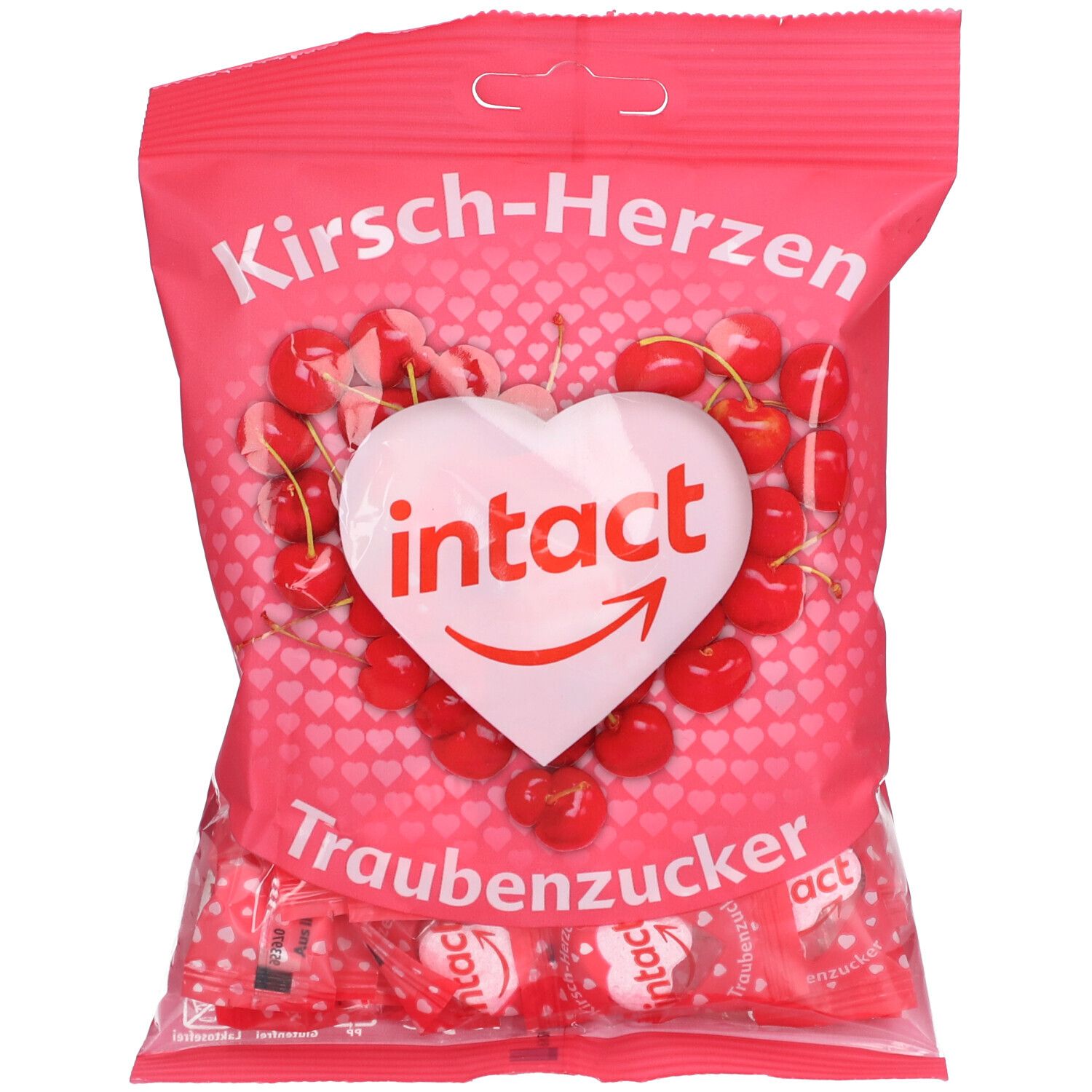 Intact Traubenzucker Beutel Herzen 75 g Bonbons