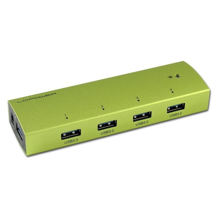 LC-Power LC-HUB-EX4G-ALU zelená / USB hub / 4x USB 3.0 / hliníkový / slim (USB-A, 4 Ports) (LC-HUB-EX4G-ALU)