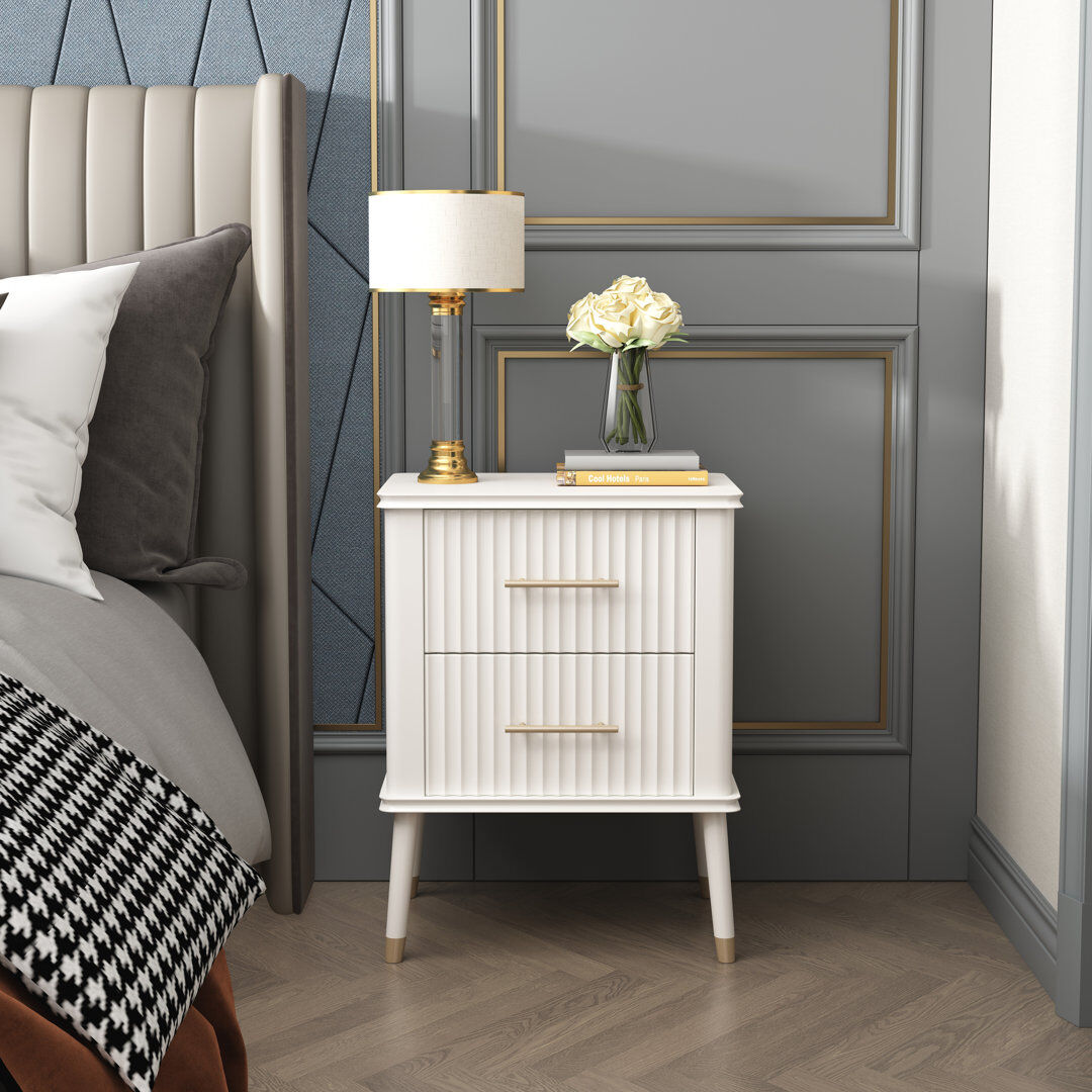 Fairmont Park Shruti 45cm W Bedside Table White 60cm H X 45cm W X 36cm D