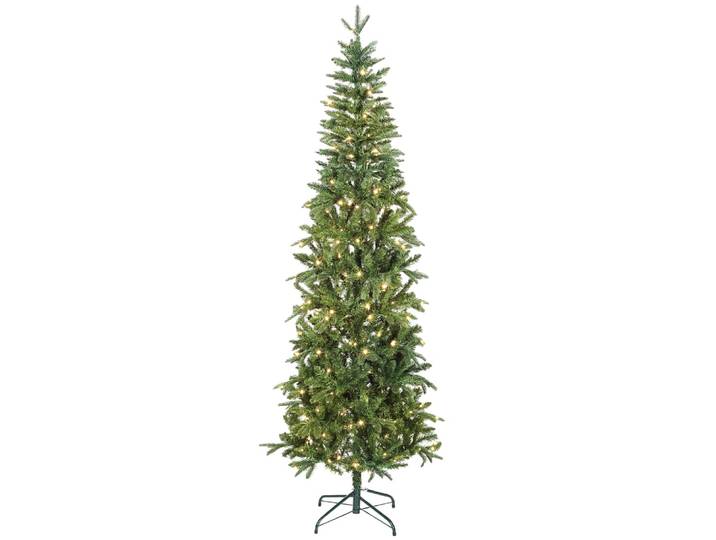Sapin de noël slim 210h cm 300 lumières 826 branches plastiques vert