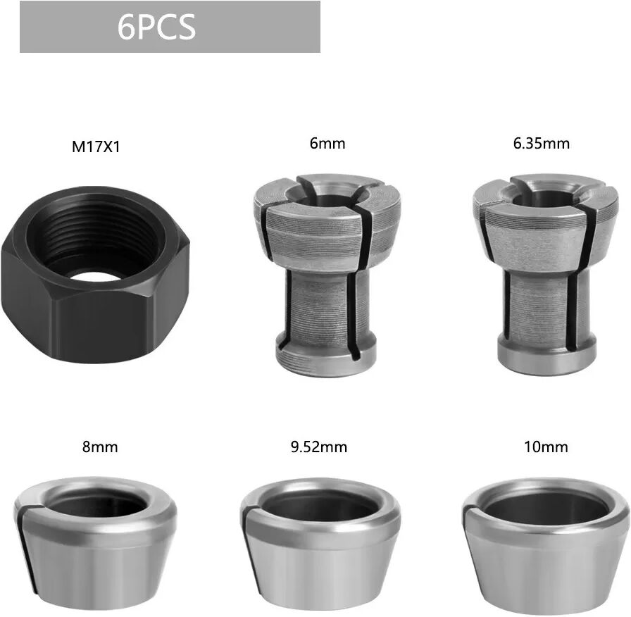 INF Jeu de 6 pinces de serrage en acier rapide 6/6.35/8/9.5/10mm - Accessoires pour machines à graver et à découper