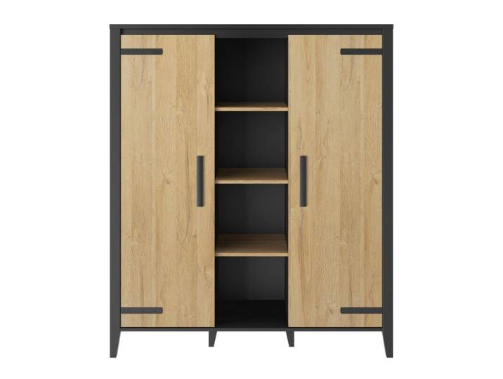 Buffet haut 2 portes CORK imitation chêne/noir