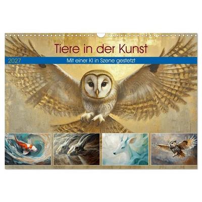 Tiere in der Kunst (Wandkalender 2027 DIN A3 quer), CALVENDO Monatskalender