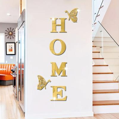 Useful Little Things Welcoming Word Accent Wall Art With Mirrored Butterflies gold