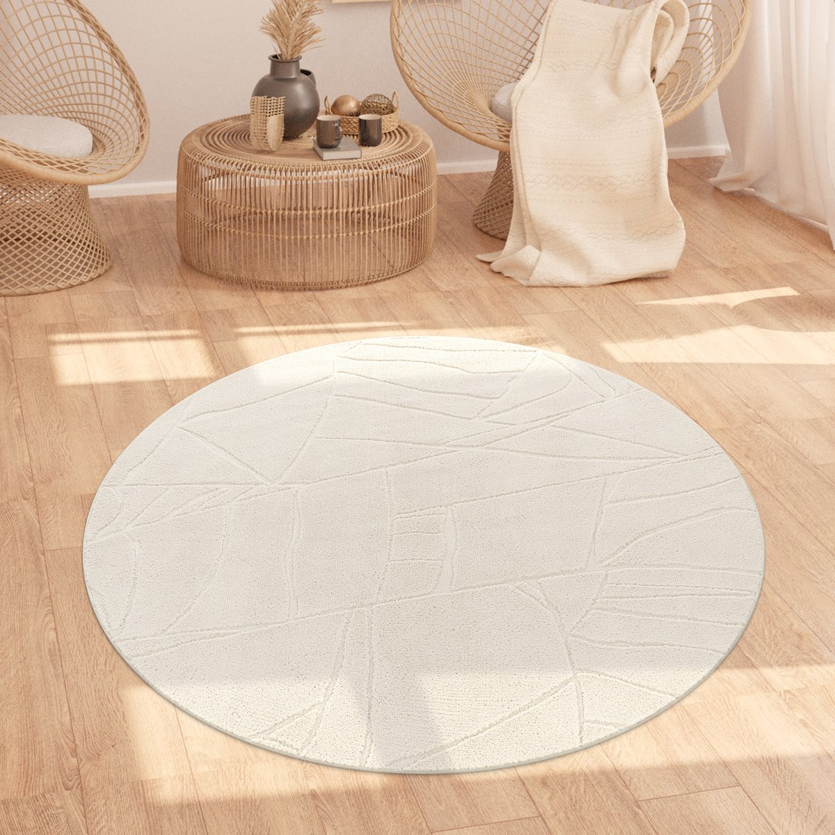 Flycarpets Laagpolig Japandi Vloerkleed Tokyo - Creme - Abstract Scandinavisch Design