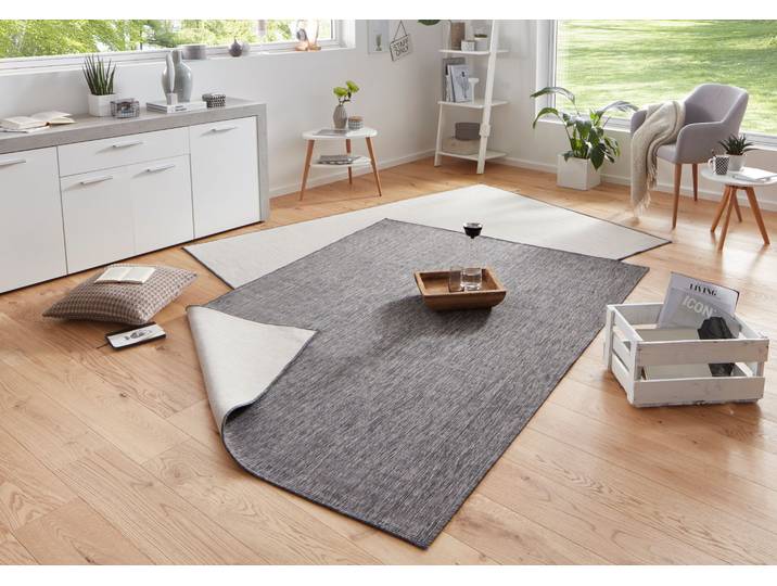 Teppich NORTHRUGS Miami Wendeteppich Gr. 2, grau, B:80cm H:5mm L:150cm, Kunstfaser, Teppiche, Teppich, In-& Outdoor, Wetterfest, Balkon, Läufer, Wohnzimmer, Wasserfest