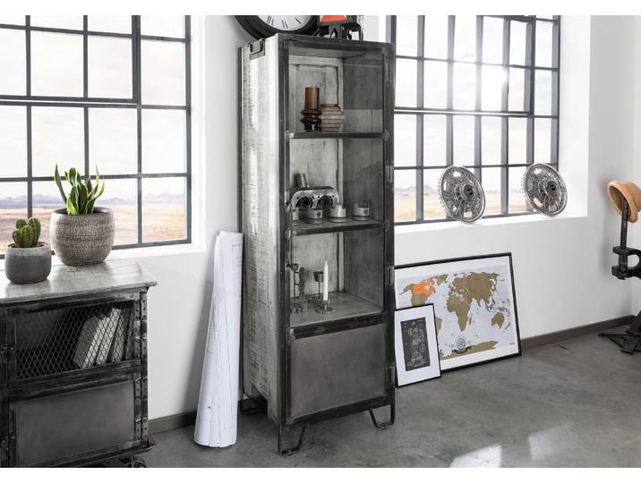 Vitrine Mango 60x40x180 grau lackiert HEAVY INDUSTRY #140
