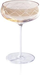 Zodax Audrey 4-Piece Set Hand Etched Coupe Glasses