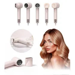 Haartrockner 5-in-1, multifunktional, mit Ionisierung, zum Trocknen und Locken, cremefarben