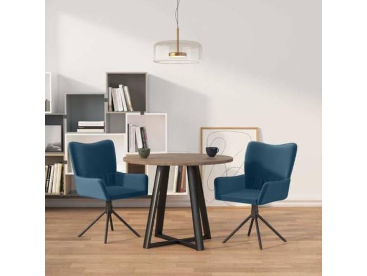 KTHLBRH Drehbare Esszimmerstühle 2 STK. Blau Samt mit Armlehnen 360 Grad drehbar, Metall-Sperrholz-Gestell, Schaumstoffpolsterung, ergonomische Form, Montageanleitung enthalten