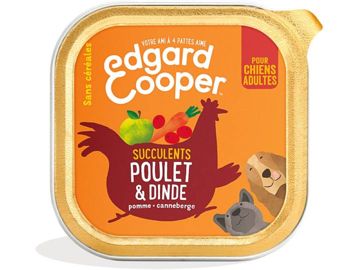 Edgard &amp; Cooper Pâté Sans Céréales Poulet &amp; Dinde Pour Chiens Adultes - 100 g
