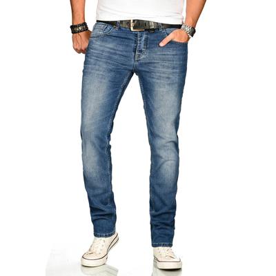 Stretch-Jeans ALESSANDRO SALVARINI "ASAngelo", Herren, Gr. W34L32, Länge 32, blau (as, 173, blau), Obermaterial: 98% Baumwolle, 2% Elasthan, regular fit, Jeans, Angenehme Passform durch vorhandenen Elasthan Anteil