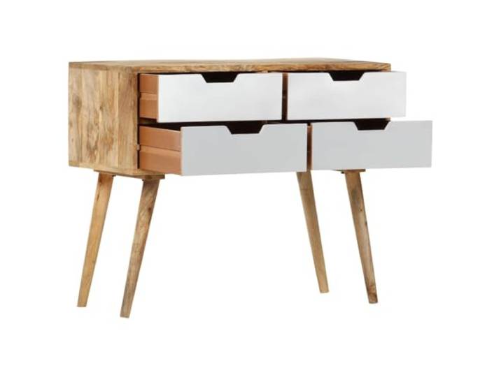 Sideboard 85 x 40 x 71 cm Massivholz Mangoholz Vintage Schrank 4 Schubladen Massives Mangoholz,4 Schubladen,zeitloses Design,Stauraum für Bücher und Zeitschriften,Farben und Maserung variieren