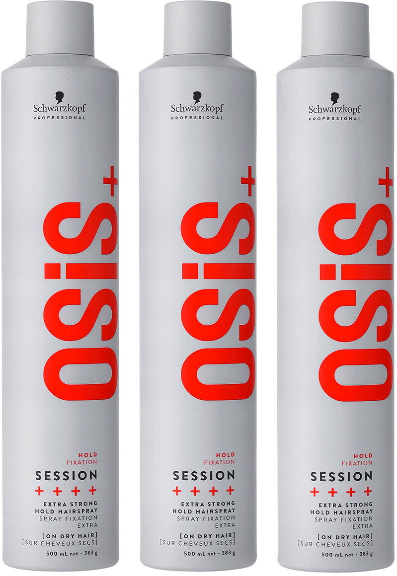 1500ml Schwarzkopf Professional OSIS+ Hold Session Extra Strong Hold Hairspray Set (3 x 500ml)