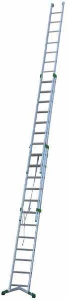 Facal Super Prima P420-3F, 12+13+13 gradini, 9.90 m - Scala in alluminio con fune - Altezza stimata operativa 10.80 m